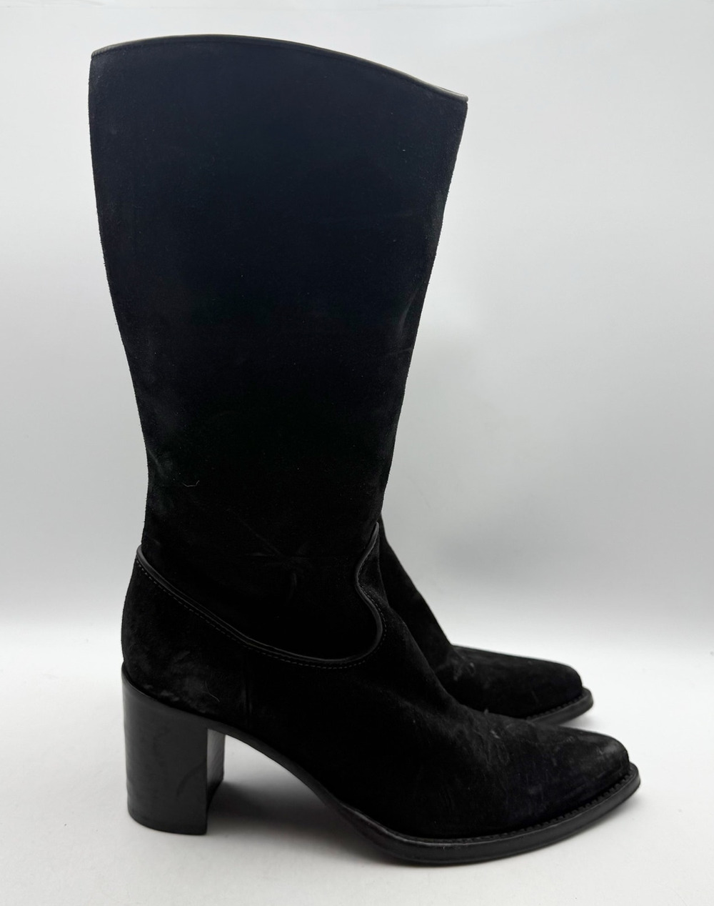 RE/DONE Womens 90s Western Knee High Boots EU 40 US 10 Black Suede EUC